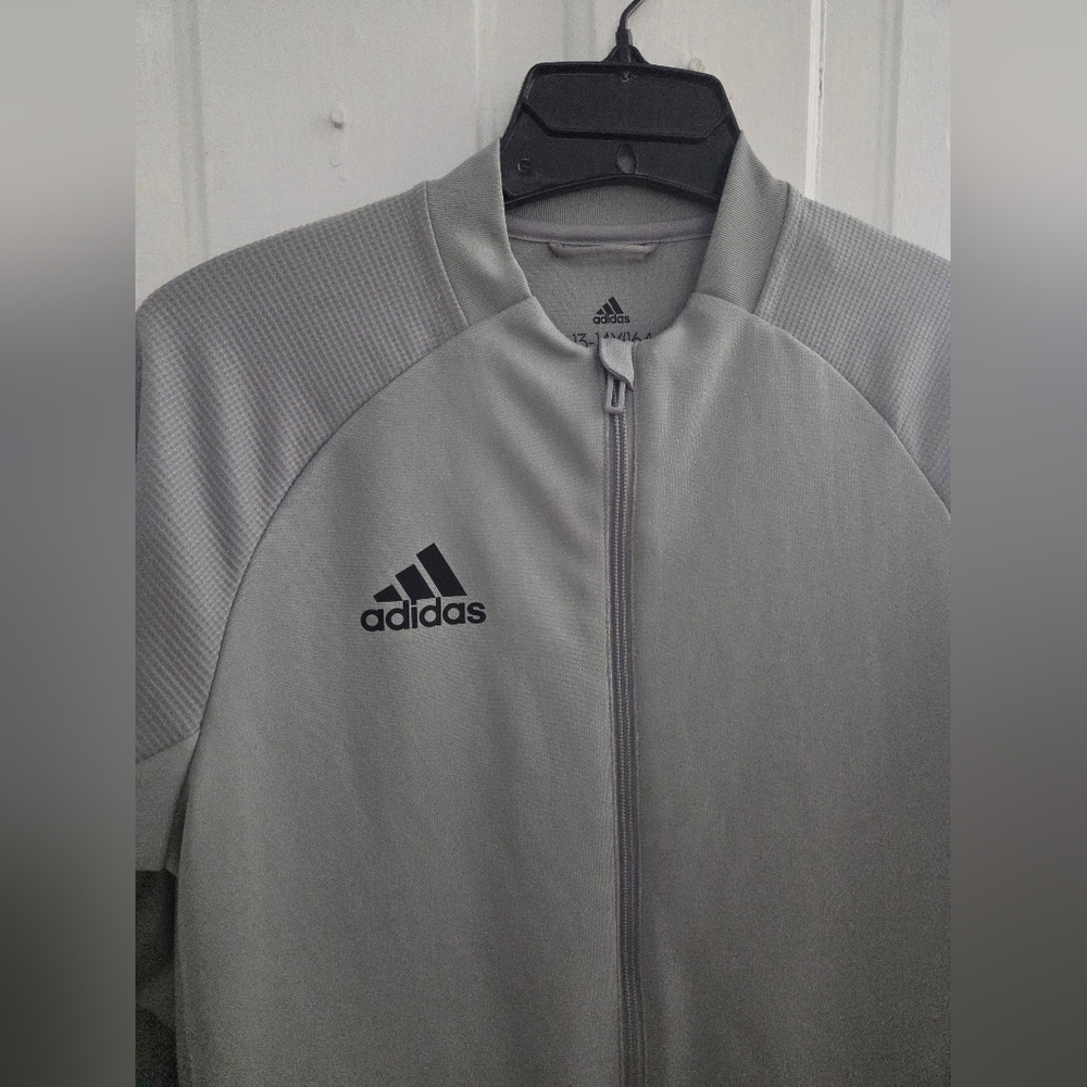 Adidas Kids Aeroready Pewter Zipup Jacket In Size Kids Large (13-14 Yrs) - Picture 2 of 16